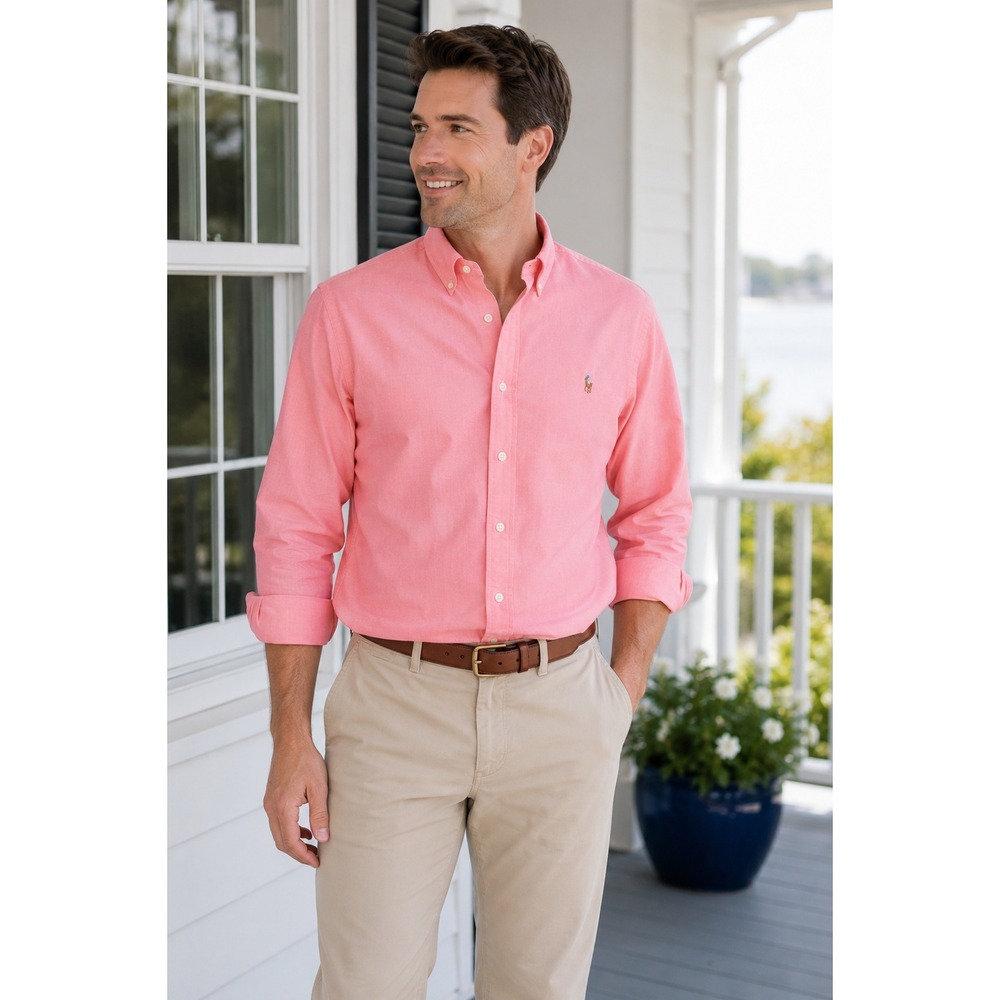 Ralph Lauren Mens Coral‎ Oxford Shirt 16.5 33 Coastal Preppy Old Money Yarmouth